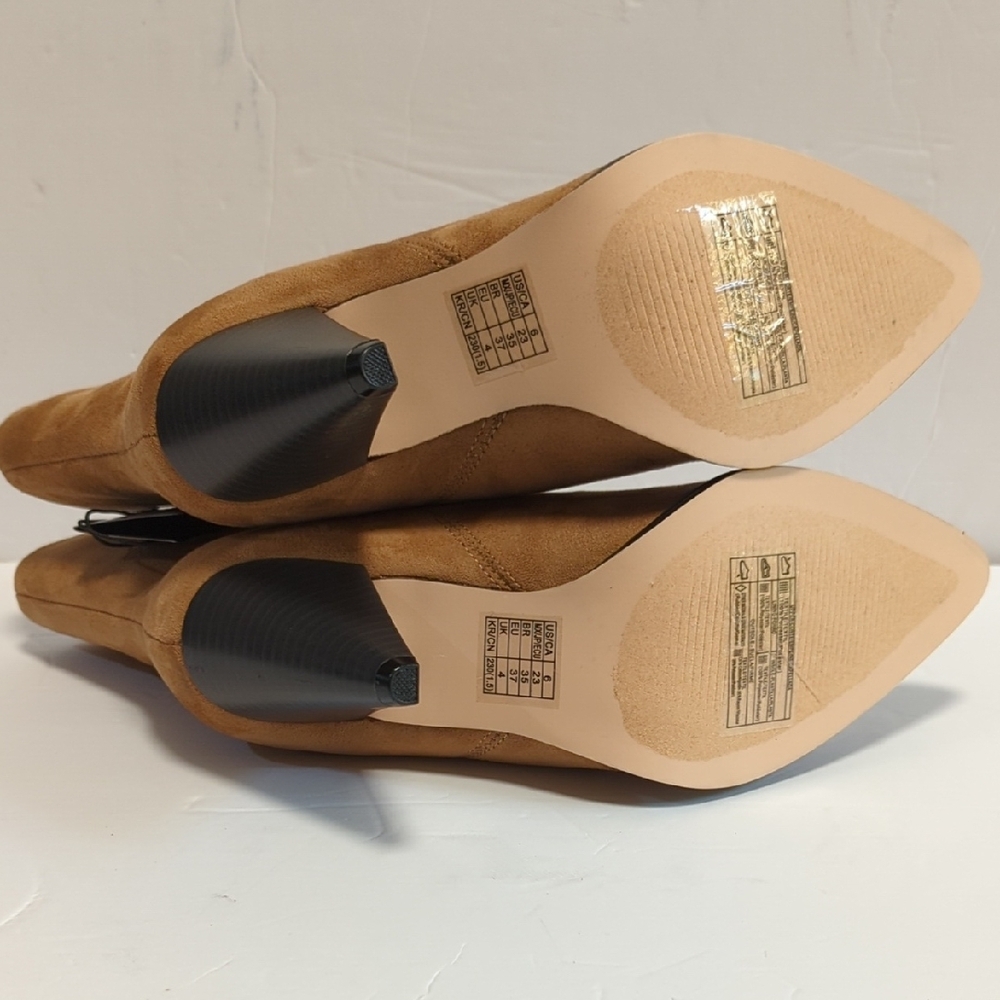 NEW Forever 21 Tan Faux Suede Pointed Toe Ankle Boots Size 6 - Picture 6 of 10